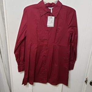 Burgundy Elastic Back Tuck & Pleat Shirt